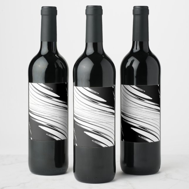 Étiquette Pour Bouteilles De Vin Noir et Blanc Moderne (Bouteilles)