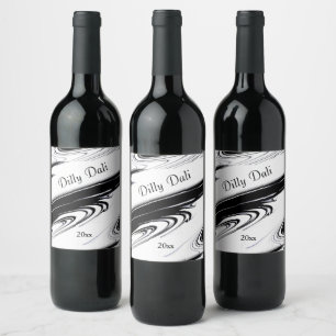 Étiquette Pour Bouteilles De Vin Noir et blanc moderne