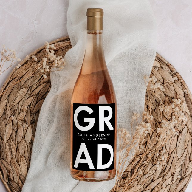 Étiquette Pour Bouteilles De Vin Noir | Graduation Gras (Créateur téléchargé)