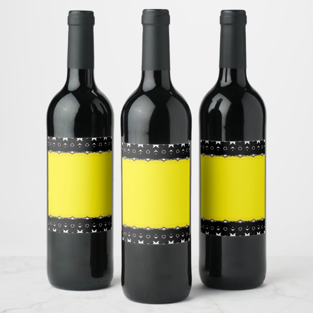 Étiquette Pour Bouteilles De Vin Noir, jaune et blanc (Bouteilles)