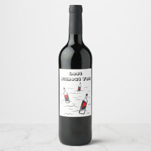 Étiquette Pour Bouteilles De Vin Noir moderne Blanc Rouge Amour Coeurs en bouteille