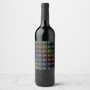 Étiquette Pour Bouteilles De Vin Noir musical de carrés encadré par arc-en-ciel