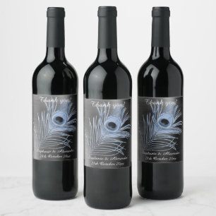 ÉTIQUETTE POUR BOUTEILLES DE VIN NOIR PEACOCK FEATHER ÉTIQUETTE DE VIN PERSONNALISA