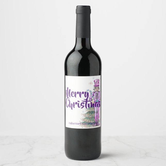 Étiquette Pour Bouteilles De Vin Noisette Thème Purple Noël (Devant)