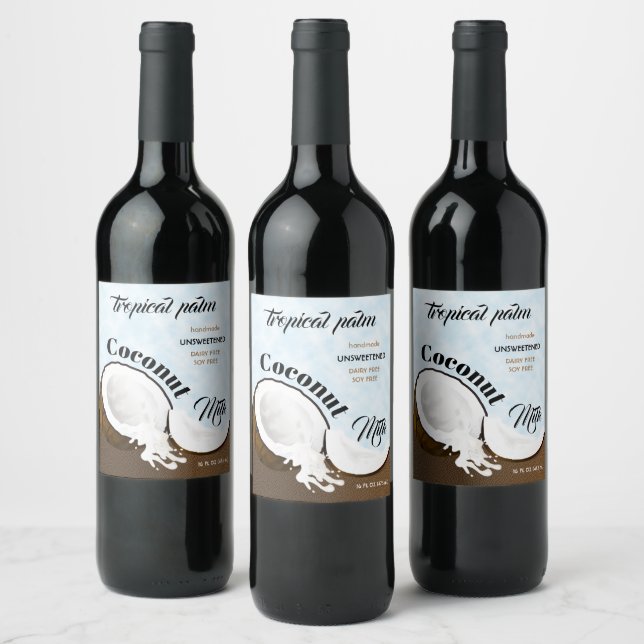 Étiquette Pour Bouteilles De Vin Noix de coco Fruit Tropical (Bouteilles)