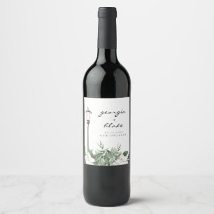 Étiquette Pour Bouteilles De Vin NOLA New Orleans Magnolia Mariage Étiquette à vin