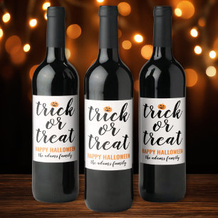 Étiquette Pour Bouteilles De Vin Nom de famille moderne blanc pour un script de Tri
