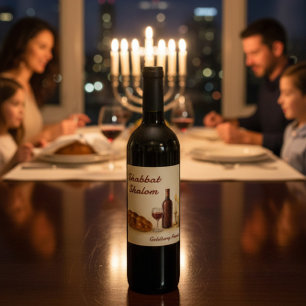 Étiquette Pour Bouteilles De Vin Nom de famille personnalisé aquarelle