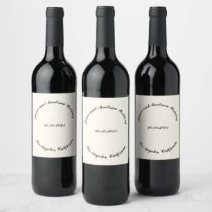 Étiquette Pour Bouteilles De Vin Nom de la Personnaliser, date mariage d'ivoire noi
