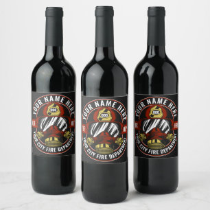 Étiquette Pour Bouteilles De Vin NOM DE LA Personnaliser Secourt d'incendie du masq