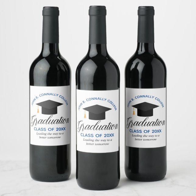 Étiquette Pour Bouteilles De Vin Nom du collège personnalisé Partie de graduation 2 (Bouteilles)