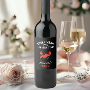 Étiquette Pour Bouteilles De Vin Nom du devis de la fête du homard rouge