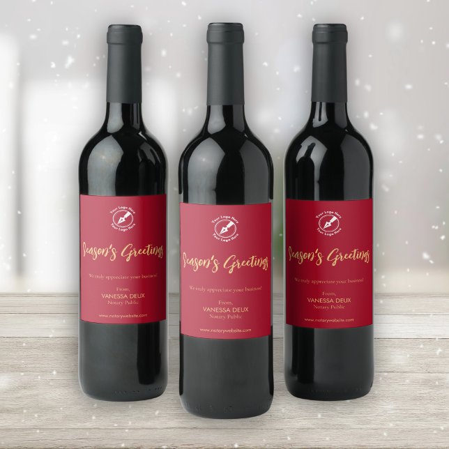 Étiquette Pour Bouteilles De Vin Nom du logo du Notaire Rouge professionnel Promoti (Créateur téléchargé)