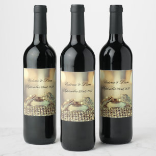 Étiquette Pour Bouteilles De Vin Nom du script de réception de mariage d'or Date
