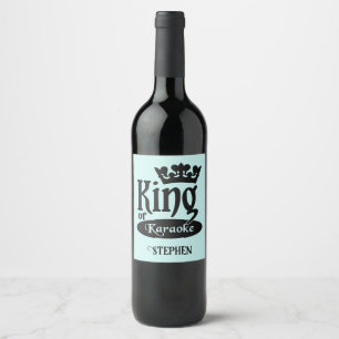 Étiquette Pour Bouteilles De Vin Nom et couleur personnalisés Roi du Karaoké