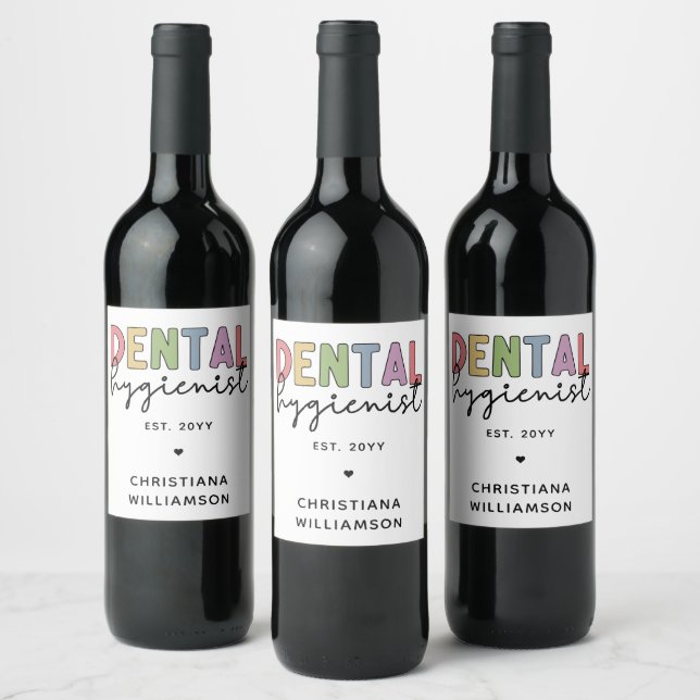 Étiquette Pour Bouteilles De Vin Nom personnalisé Dental Hygienist RDH Cadeaux (Bouteilles)