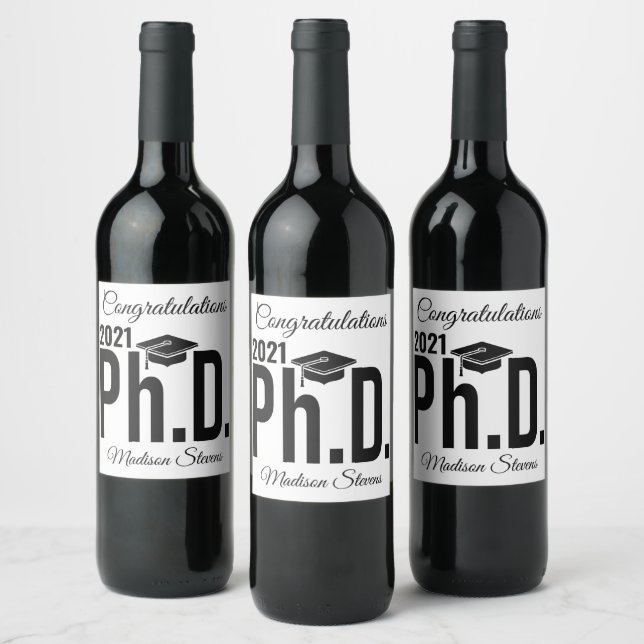 Étiquette Pour Bouteilles De Vin Nom personnalisé et année Ph.D. bouteille étiquett (Bouteilles)