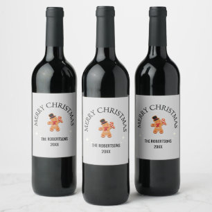 Étiquette Pour Bouteilles De Vin Nom personnalisé Joyeux Noël pain d'épices homme g