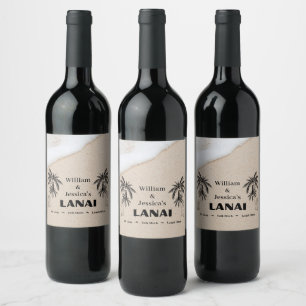 Étiquette Pour Bouteilles De Vin Nom personnalisé Lanai Tropical Palm Trees personn