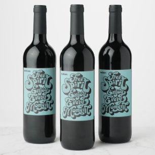 Étiquette Pour Bouteilles De Vin Nom personnalisé Rétro "Esprit libre"