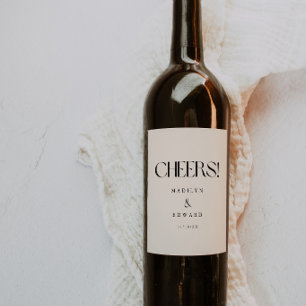Étiquette Pour Bouteilles De Vin Noms de mariage personnalisés minimalistes ivoire