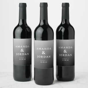 Étiquette Pour Bouteilles De Vin Noms Minimalistes Gris Sophistiqués