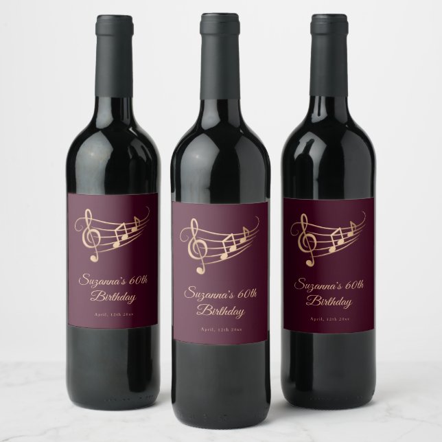 Étiquette Pour Bouteilles De Vin Notes musicales élégantes Anniversaire (Bouteilles)