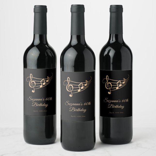 Étiquette Pour Bouteilles De Vin Notes musicales élégantes Anniversaire (Bouteilles)