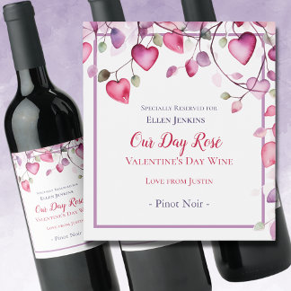 Étiquette Pour Bouteilles De Vin Notre Jour Rosé Saint Valentin