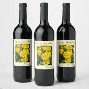 Étiquette Pour Bouteilles De Vin Notre premier anniversaire Mariage Carnation jaune