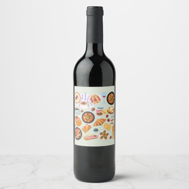 Étiquette Pour Bouteilles De Vin Nourriture française (Devant)