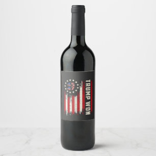 Étiquette Pour Bouteilles De Vin Nous avons gagné INAUGURATION DE TRUMP Drapeau amé