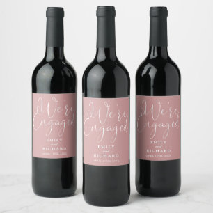 Étiquette Pour Bouteilles De Vin Nous sommes engagés Engagement Party Dusty Rose ro