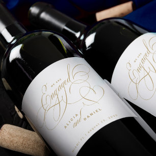 Étiquette Pour Bouteilles De Vin Nous sommes fiancés fête de fiançailles en or