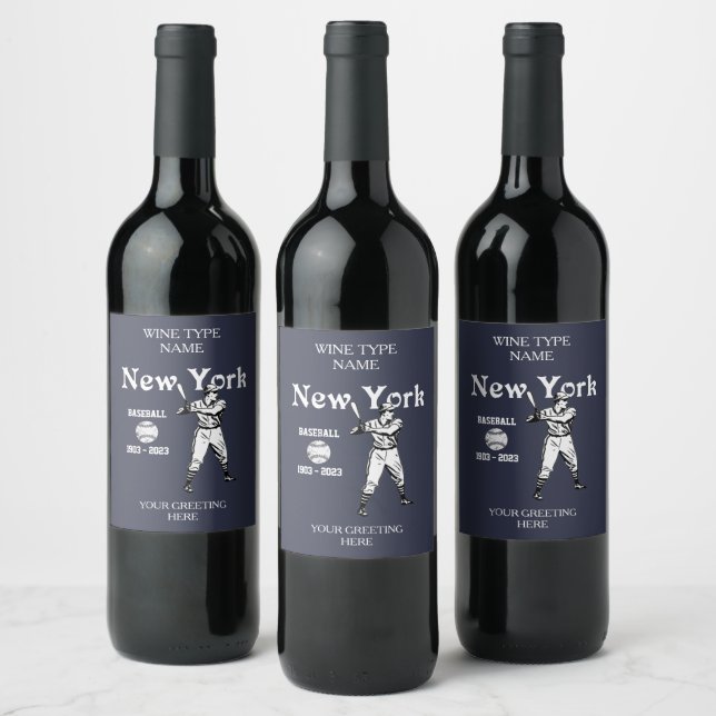 Étiquette Pour Bouteilles De Vin Nouveau York Baseball 2023 Rétro  (Bouteilles)