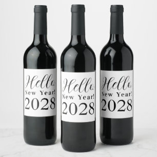 Étiquette Pour Bouteilles De Vin Nouvel an de la fête de la Réveillon minimal noir