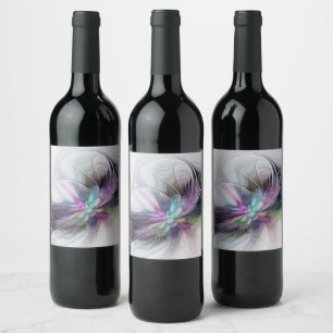 Étiquette Pour Bouteilles De Vin Nouvelle vie, art abstrait fractal de fantaisie co