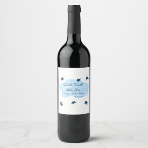Étiquette Pour Bouteilles De Vin Nuages bleus scintillant Twinkle Little Star bébé