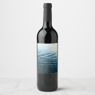 Étiquette Pour Bouteilles De Vin Nuances d'eau bleue Photographie de la nature Abst