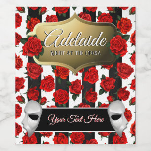 Étiquette Pour Bouteilles De Vin Nuit à l'Opéra Red Roses Elegant