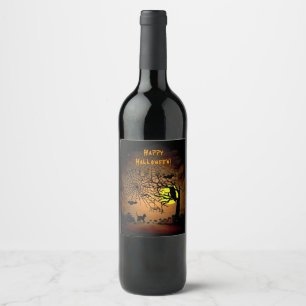 Étiquette Pour Bouteilles De Vin Nuit d'Halloween, Joyeux Halloween !