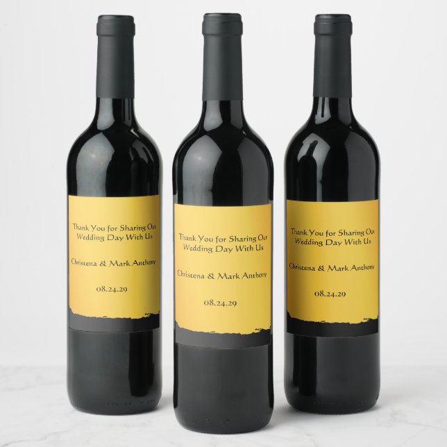 Étiquette Pour Bouteilles De Vin Nuit dorée de mariage (Bouteilles)