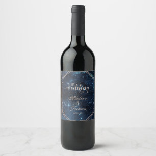 Étiquette Pour Bouteilles De Vin Nuit Étoile Ciel Céleste Galaxie Mariage Monogramm