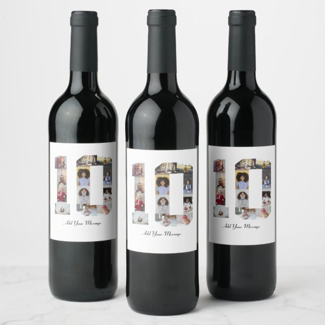 Étiquette Pour Bouteilles De Vin Numéro 10 Collage photo (Bouteilles)