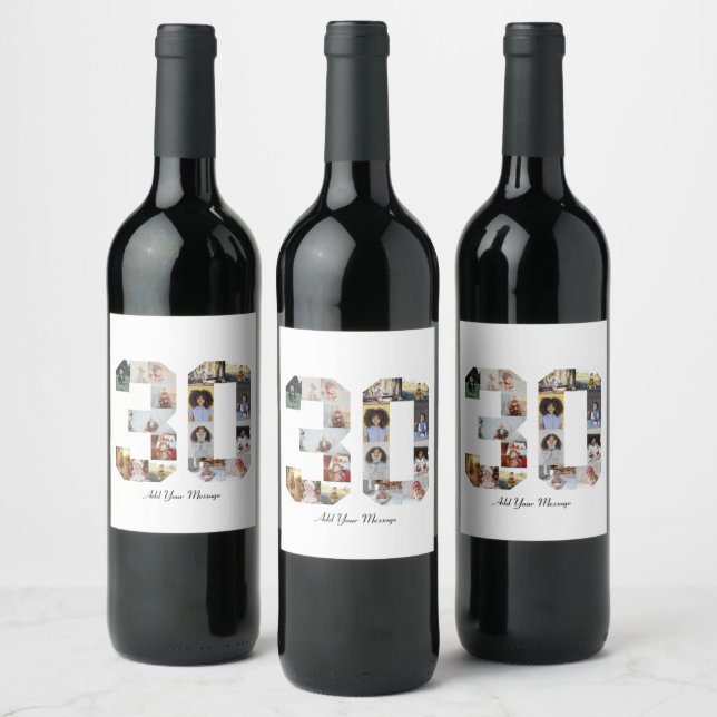 Étiquette Pour Bouteilles De Vin Numéro 30 Collage photo (Bouteilles)