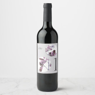 Étiquette Pour Bouteilles De Vin Numéro de table élégant Fleurs vintage Mariage