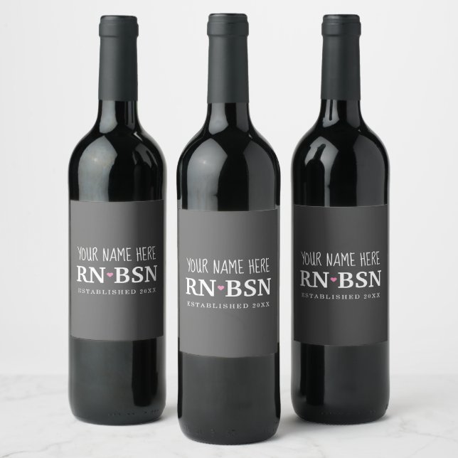Étiquette Pour Bouteilles De Vin Nurse RN BSN Simple Cute Personnalisée (Bouteilles)