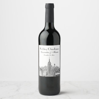 Étiquette Pour Bouteilles De Vin NYC Skyline ESB Top of the Rock Etched Wine Étique