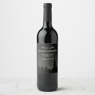 Étiquette Pour Bouteilles De Vin NYC Skyline noir silhouette étoile do-it-yourself