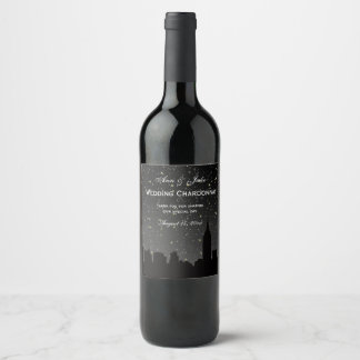 Étiquette Pour Bouteilles De Vin NYC Skyline noir silhouette étoile do-it-yourself